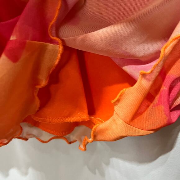 RAG Y2K VTG Orange Pink Flower Daisy Knit Rave Sleeveless Summer Hippie Boho L - Picture 6 of 7